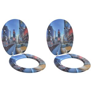 vidaXL Toilet Seat 2 pcs Grey 44 x 38 cm MDF board