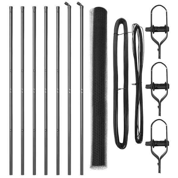 vidaXL Fence Post Grey 10 x 1.5 m (25 mm mesh) Steel and PVC