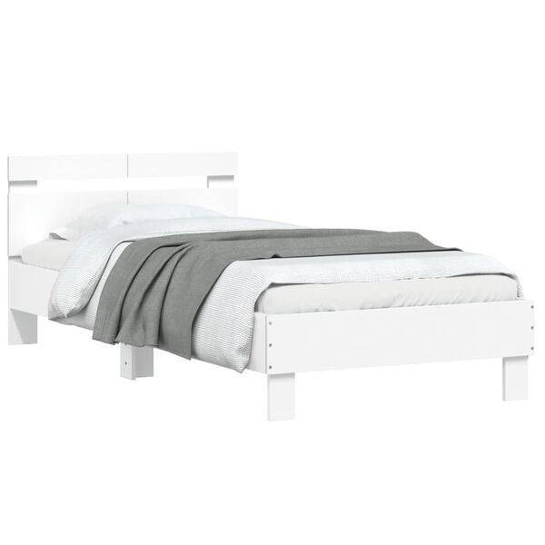 vidaXL Bed Frame without Mattress with Headboard White 100x200 cm