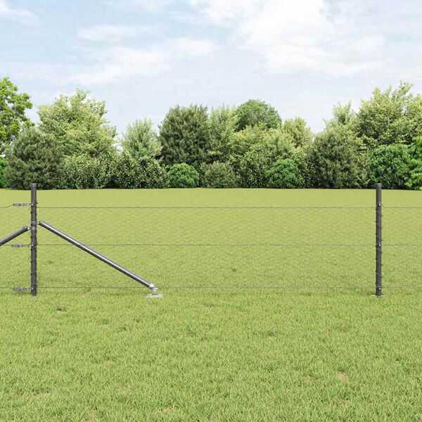 vidaXL Fence Post Grey 10 x 0.8 m (25 mm mesh) Steel and PVC