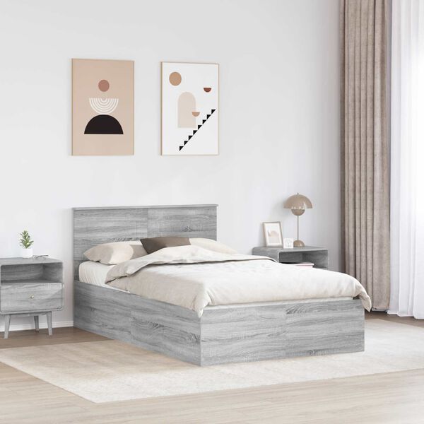 vidaXL Bed Frame Grey Sonoma 120 x 200 cm Engineered Wood