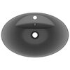 vidaXL Luxury Basin Overflow Oval Matt Dark Grey 58.5x39 cm Ceramic