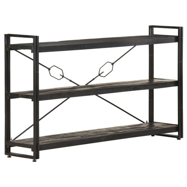 vidaXL 3-Tier Bookcase Black 140x30x80 cm Solid Mango Wood