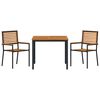 vidaXL Garden Dining Set 3 pcs Black and Brown Poly Rattan
