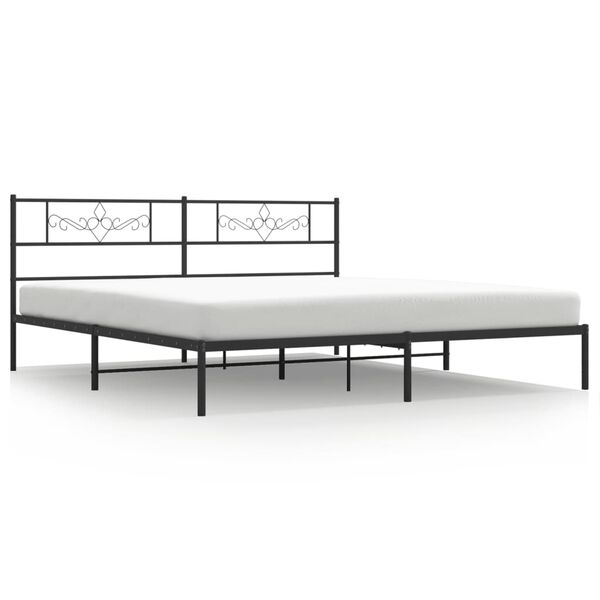 vidaXL Metal Bed Frame without Mattress with Headboard Black 200x200cm