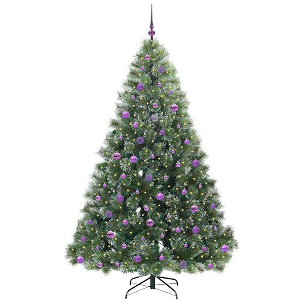 vidaXL Artificial Christmas Tree with 300 LEDs Green 210 cm PE and PVC