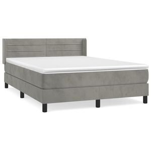 vidaXL Box Spring Bed with Mattress Light Grey 140x190 cm Velvet