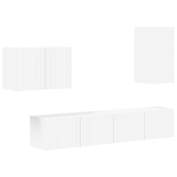 vidaXL TV Wall Cabinet Set Wall-mounted 4 pcs White Engineered Wood