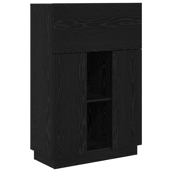 vidaXL Desk with Door Black Oak 71.5 x 31.5 x 106.5 cm Engineered Wood