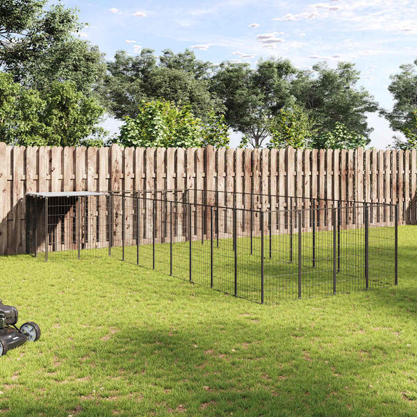 vidaXL Dog Kennel Black 13.31 m&sup2; Steel
