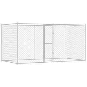 vidaXL Dog Cage 2 pcs Silver 400 x 200 x 200 cm Steel and PE