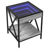 vidaXL Coffee Table with Infinity LED Grey Sonoma 40x40x49 cm