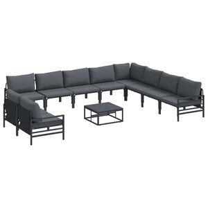 vidaXL Garden Sofa Set 11 pcs Black Steel