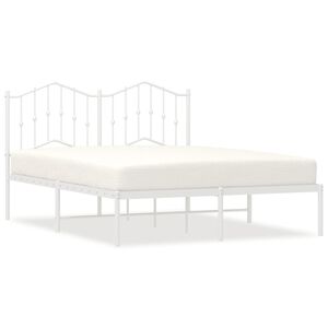 vidaXL Metal Bed Frame without Mattress with Headboard White 140x200cm