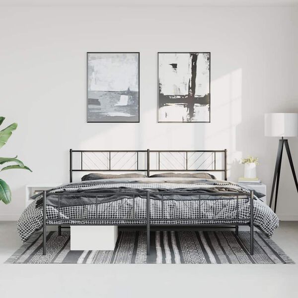 vidaXL Metal Bed Frame without Mattress with Footboard Black 183x213cm