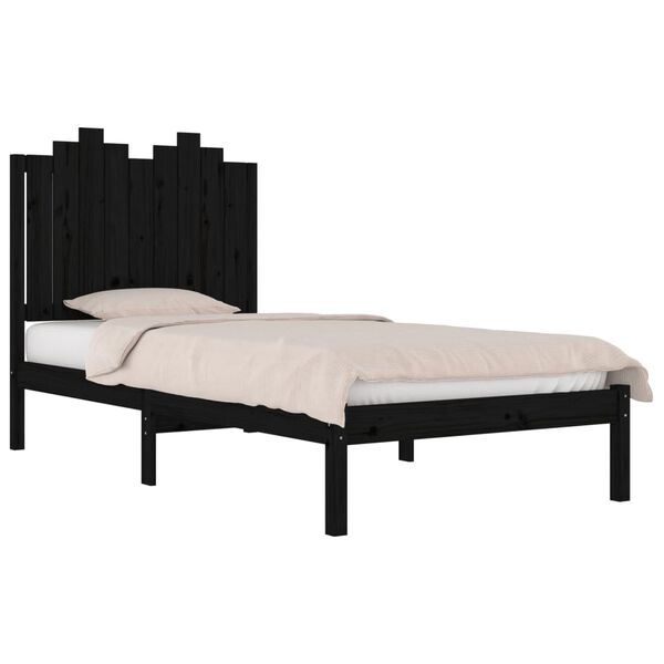 vidaXL Bed Frame without Mattress Black Solid Wood 100x200 cm (810011+818459)