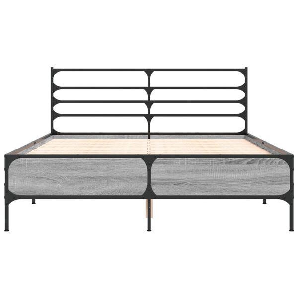 vidaXL Bed Frame without Mattress Grey Sonoma 140x190 cm