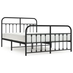 vidaXL Metal Bed Frame without Mattress with Footboard Black 140x200cm