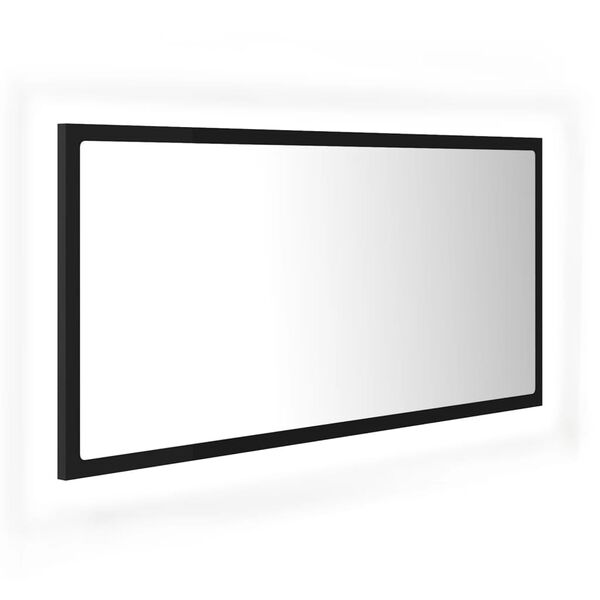 vidaXL LED Bathroom Mirror Black 90x8.5x37 cm Acrylic