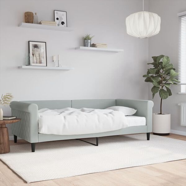vidaXL Daybed with Mattress Blue Light Grey 90x190 cm Velvet