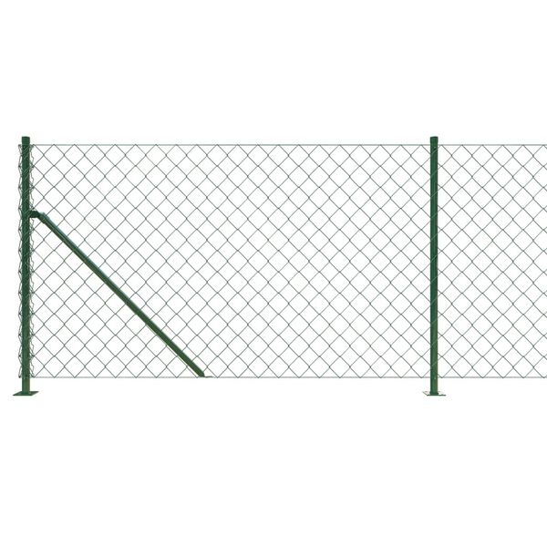 vidaXL Chain Link Fence with Flange Green 0.8x25 m