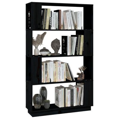 vidaXL Book Cabinet/Room Divider Black 80x25x132 cm Solid Wood Pine