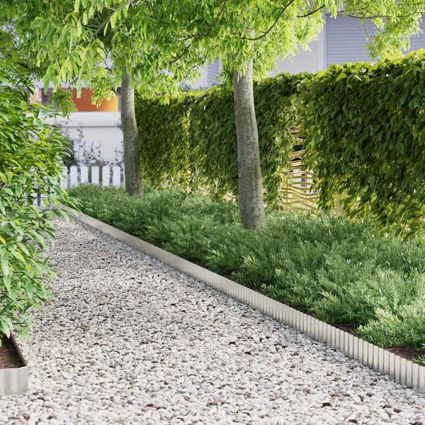 vidaxl Lawn Edging Grey 15 x 1000 cm Steel
