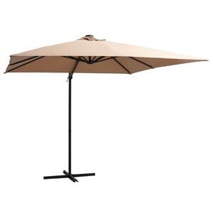 vidaXL Cantilever Garden Parasol with LED lights and Steel Pole 250x250 cm Taupe