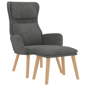 vidaXL Relaxing Chair with a Stool Dark Grey Velvet
