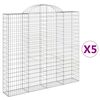 vidaXL Arched Gabion Baskets 5 pcs 200x30x180/200 cm Galvanised Iron