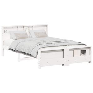 vidaXL Bed Frame with Headboard White 150 x 200 cm Engineered Wood
