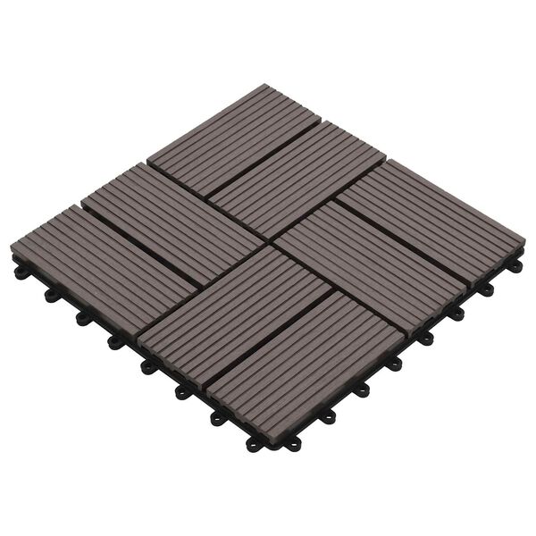 vidaXL Decking Tile 11 pcs Dark Brown 30 x 30 cm WPC