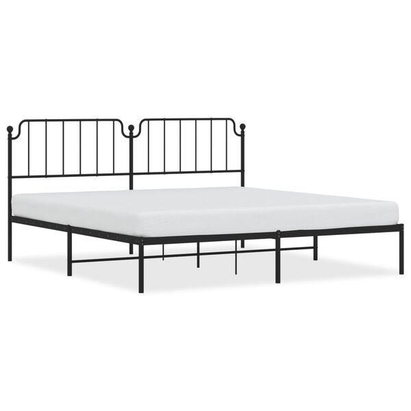 vidaXL Metal Bed Frame without Mattress with Headboard Black 200x200cm