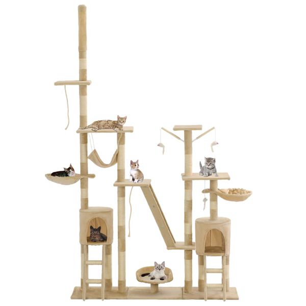 vidaXL Cat Tree with Sisal Scratching Posts 230-250 cm Beige
