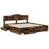 vidaXL Bed Frame with Drawer Smoked Oak 200 x 200 cm Engineered Wood