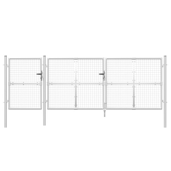vidaXL Mesh Garden Gate Silver 400x125 cm Galvanised Steel