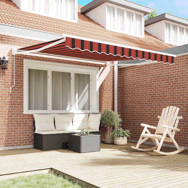 vidaXL Awning Striped Orange and brown 3.5 x 2.5 m Polyester and metal