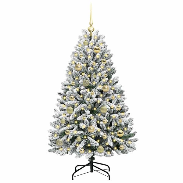 vidaXL Artificial Christmas Tree Green and White 120 cm PVC and Metal