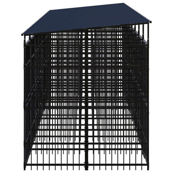 vidaXL Outdoor Dog Kennel with Roof Steel 14.75 m&sup2;