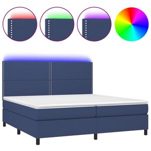 vidaXL Box Spring Bed with Mattress&LED Blue 200x200 cm Fabric