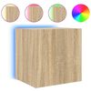 vidaXL TV Wall Cabinet with LED Lights Sonoma Oak 40.5x35x40 cm