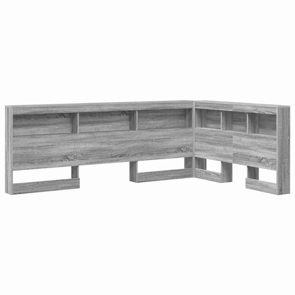 vidaXL Storage Headboard with Shelf Grey Sonoma 120 cm Engineered Wood