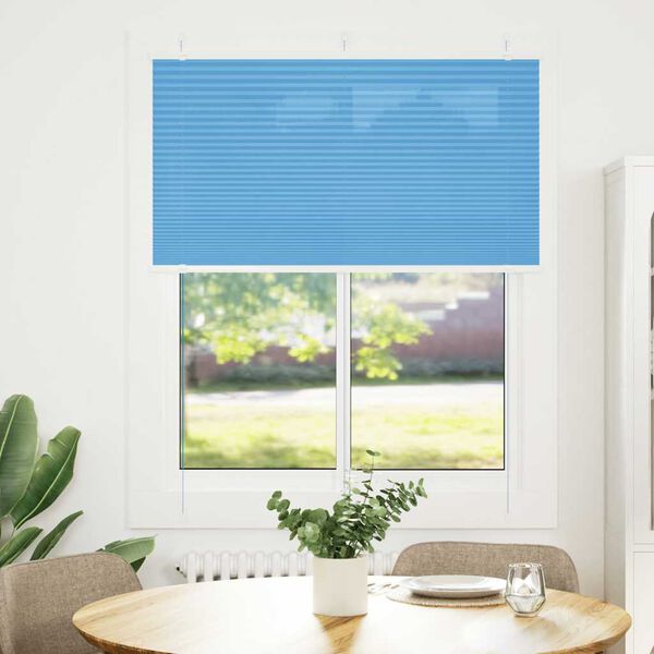vidaXL Pleated Blind Blue 105x150 cm Fabric Width 104.4 cm Polyester