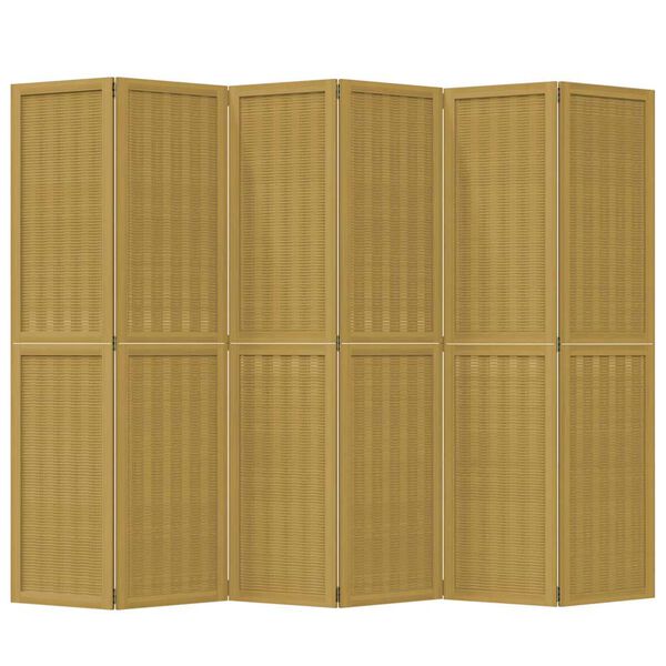 vidaXL Room Divider 6 Panels Brown Solid Wood Paulownia
