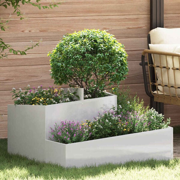 vidaXL Garden Planter Silver 80 x 80 x 50 cm Stainless Steel