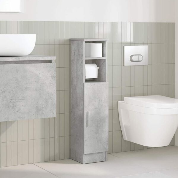 vidaXL Bathroom Cabinet with Roll Holder Concrete Grey 20.5x22x90 cm