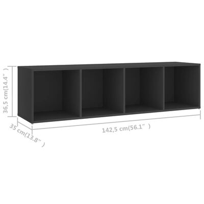 vidaXL TV Cabinets 2 pcs Grey 142.5x35x36.5 cm Engineered Wood