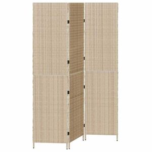 vidaXL Room Divider Folding Manual Beige 147 x 180 cm Poly Rattan