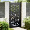 vidaXL Garden Gate Black 100x200 cm Steel Wave Design