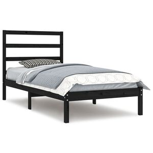 vidaXL Bed Frame without Mattress Black 100x200 cm Solid Wood Pine